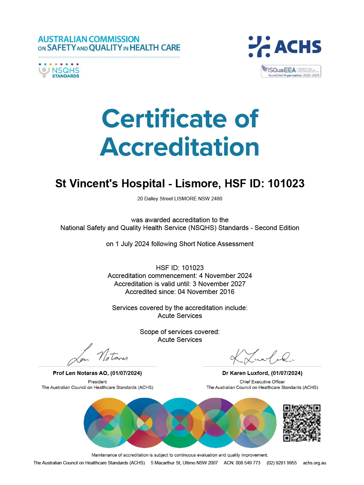 AHS Certificate